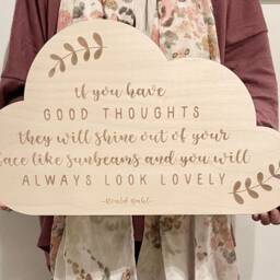 Good Thoughts Giant Roald Dahl Inspirational Cloud Wall Sign - Quote Nursery Decor Kids Bedroom Art Book Shelf - thumbnail 2
