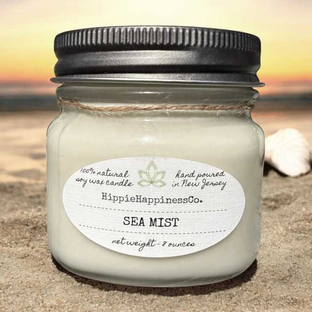 Sea Mist All-Natural Soy Wax Candle - 8 Oz Mason Jar 100% Natural - image 1