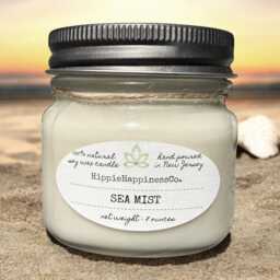 Sea Mist All-Natural Soy Wax Candle - 8 Oz Mason Jar 100% Natural - thumbnail 1