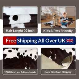 Large Premium Brown & White Cowhide Rug - Statement Hair-On Leather For Chic Interiors - thumbnail 4