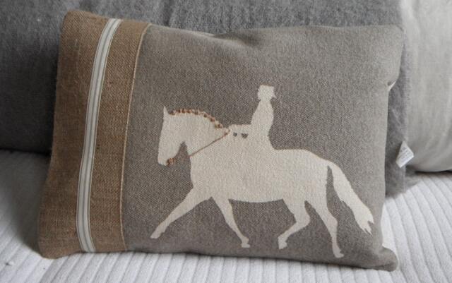 Handprinted Dressage Horse & Rider Cushion - image 1