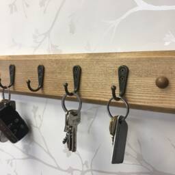 Handmade Oak Waxed Key Hook Rail Choice Of Hook & Wax Finishes 20cm To 60cm - thumbnail 2