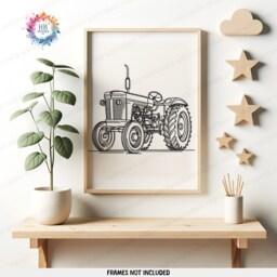 Minimalist Tractor Print Set - 3 Line Drawing Posters - Boys Bedroom Artwork Farm Wall Art Tractors Poster Farmyard Nursery Decor Gift - thumbnail 3