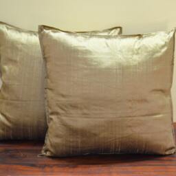 Gold Colored Dupioni Pure Silk Cushion Cover12x12, 12x16, 12x20, 14x20, 14x24, 16x16, 18x18, 20x20, 22x22, 24x24 &26x26 - thumbnail 3