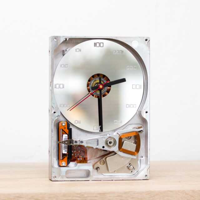 Desk Clock - Recycled Computer Hard Drive Clock, Hdd Gift For Dad, Unique Geek, Graduation - image 1