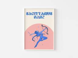Sagittarius Babe Print Retro Y2K Zodiac Astrology Poster - thumbnail 1