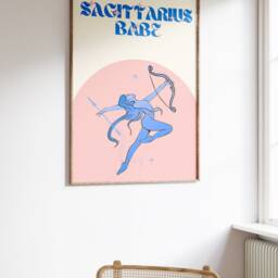 Sagittarius Babe Print Retro Y2K Zodiac Astrology Poster - thumbnail 2