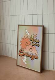 You Are Enough Gradient Print - Blur, Pastel Gradient, Positive Affirmation, Clouds, Retro Psychedelic, Y2K Art, Home, Quote - thumbnail 1