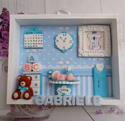 Picture Newborn/Quadretto Nascita Benvenuto Piccolino Fiocco Pink Baby Light Blue - thumbnail 1