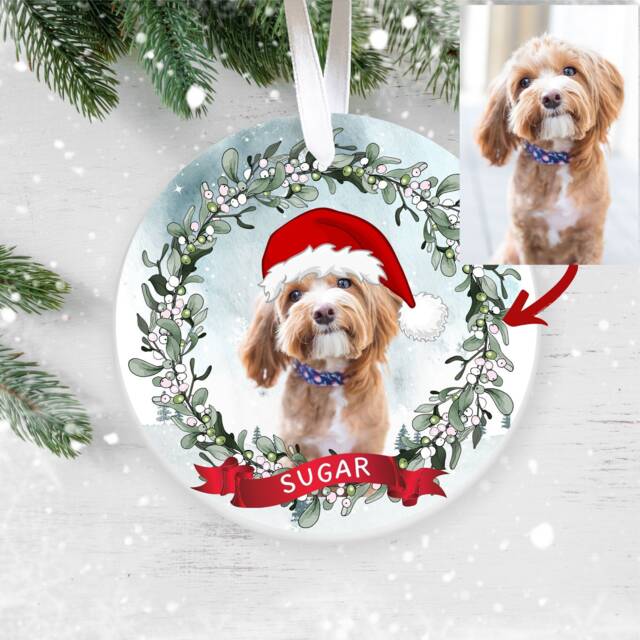 Custom Dog Christmas Ornament, Personalised Tree Photo Bauble, Pet Lover Personalized Bauble UK - image 1