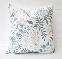 Laura Ashley Parterre Seaspray Blue Cushion Handmade With The Original Cotton/Linen Fabric, Size 16