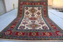 Afghan Area Rug 5'0x7'4 Feet Kazak Hand Knotted New Luxury Rug - Medallion Turkish Geometric For Livingroom - thumbnail 1