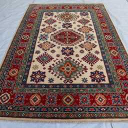 Afghan Area Rug 5'0x7'4 Feet Kazak Hand Knotted New Luxury Rug - Medallion Turkish Geometric For Livingroom - thumbnail 2