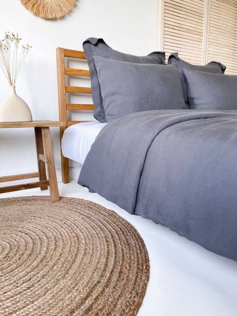 Washed Linen Duvet Cover in Dark Gray, Flax Bed Linen, Sustainable Bedroom Decor, 100% European Full, Twin, King, Queen, Cal - image 1