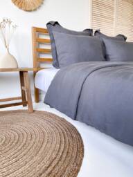 Washed Linen Duvet Cover in Dark Gray, Flax Bed Linen, Sustainable Bedroom Decor, 100% European Full, Twin, King, Queen, Cal