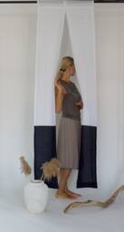 White Linen Noren Curtain Japanese Doorway Divider, Custom Colors - thumbnail 1