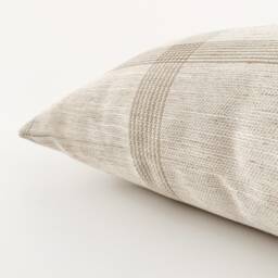 Linen Windowpane Pillow Cover, Cream Designer Cushion Modern Farmhouse Style, Hackner Home - thumbnail 2