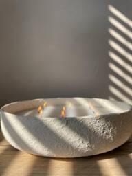 Rustic Hand Painted Extra Large 9 Wick Candle - Textured Stone Effect Bowl. Housewarming Gift, Birthday Gift, Beautiful Scented