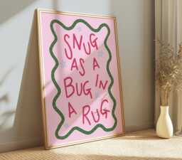 Snug As A Bug in Rug L Print - Home Poster Fun Quotes Bedroom Wall Art Dopamine Decor Typography Prints Hand Drawn - thumbnail 1