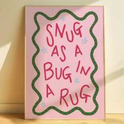 Snug As A Bug in Rug L Print - Home Poster Fun Quotes Bedroom Wall Art Dopamine Decor Typography Prints Hand Drawn - thumbnail 3