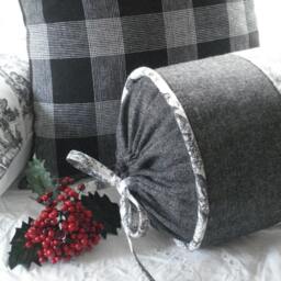 Black Toile Bolster Pillow Cover, Salt & Pepper Tweed - thumbnail 2