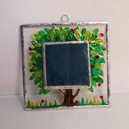 Tiny Painted Glass Mirror With Tree & Bag. Birthday Gift. Christmas Anytime Suitable For Older Children, Teenagers Adults - thumbnail 2