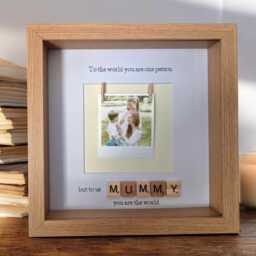 Mum & Children Photo Frame With Wooden Scrabble Tiles - Mummy Son Mother Daughter - thumbnail 3