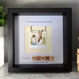 Mum & Children Photo Frame With Wooden Scrabble Tiles - Mummy Son Mother Daughter - thumbnail 2