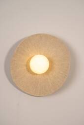 Handmade Ceramic Wall Lamp Beige Textured Stoneware Sconce - thumbnail 1