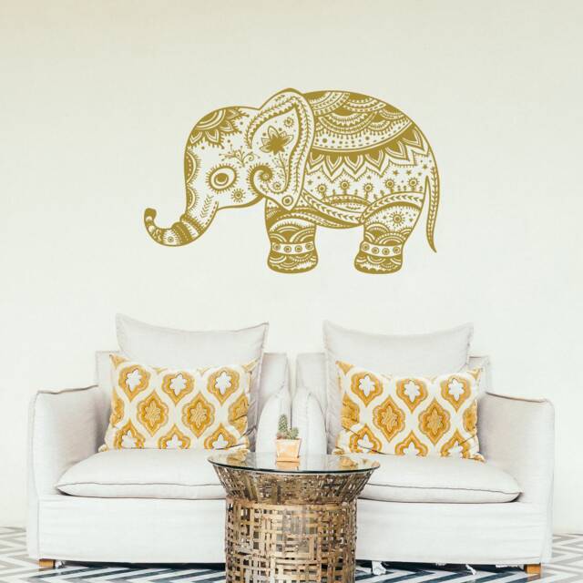 Elephant Wall Decal Vinyl Sticker Decals Patterns Art Indian Design Home Decor Removable Room Window - image 1