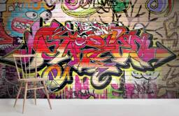 3D Graffiti Wall Mural, Urban Art Decor, Peel & Stick Wallpaper
