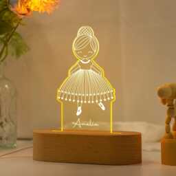 Ballerina Girl Night Light, Girl's Bedroom Decor, Baby Birth Gifts, Custom Name Lamp, Childs Nursery Decor, Christmas Gift - thumbnail 3