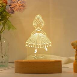 Ballerina Girl Night Light, Girl's Bedroom Decor, Baby Birth Gifts, Custom Name Lamp, Childs Nursery Decor, Christmas Gift - thumbnail 1