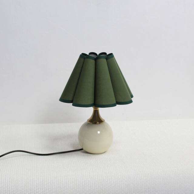 Handmade Moss Green Scallop Table Lamp Ceramic Base-50# - image 1