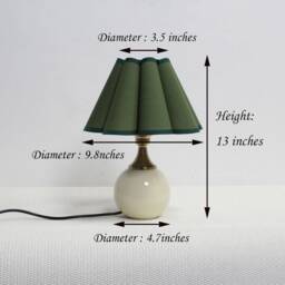 Handmade Moss Green Scallop Table Lamp Ceramic Base-50# - thumbnail 2