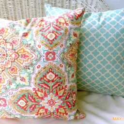 Coral & Aqua Pillow Covers, Waverly Inspirations Collection Fabric - thumbnail 4