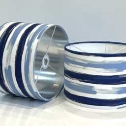 Handmade By Order Luxury White Blue Paint Brush Strips Strokes Art Print Velvet Drum Lamp Shade Pendant Light All Shapes Sizes - thumbnail 3