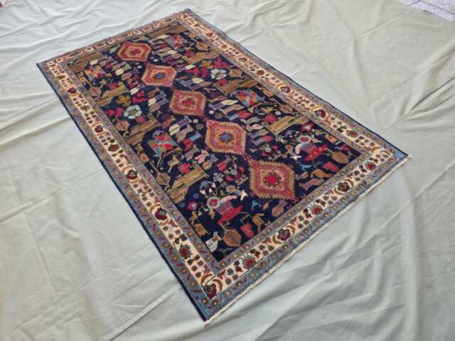 4??6 Ft Handmade Pictorial Afghan Rug - image 1