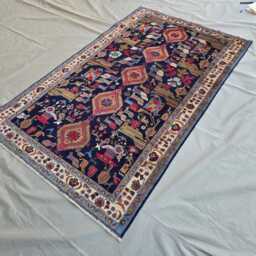 4??6 Ft Handmade Pictorial Afghan Rug - thumbnail 2