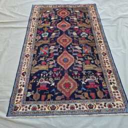4??6 Ft Handmade Pictorial Afghan Rug - thumbnail 3