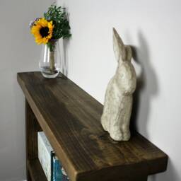 Rustic Hall Table, Console Side Table Solid Wood Dark Oak Wax Reclaimed Antique Wooden With Shelf - thumbnail 2