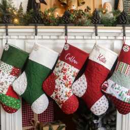 Personalized Quilted Christmas Stocking, Patchwork Design, Farmhouse Decor - thumbnail 4