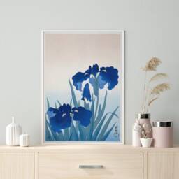 Japanese Print, Iris Flower Wall Art, Japan Decor, Minimalist Botanical Poster, Blue Floral Canvas, Printable, Garden Decor - thumbnail 3