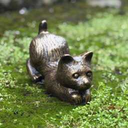 Outdoor Brown Cat Sculpture Concrete Playful Kitty Statue Stone Memorial Kitten Decor Handmade Art Front Door Ornament Cat Lover Gift - thumbnail 2