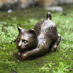 Outdoor Brown Cat Sculpture Concrete Playful Kitty Statue Stone Memorial Kitten Decor Handmade Art Front Door Ornament Cat Lover Gift - thumbnail 1