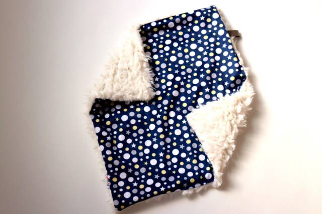 Dream Lovie. Security Blanket. Personalized Lovey. Faux Fur Navy Moons & Stars. Mini Baby Minky Shower Gift - image 1