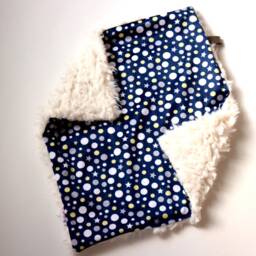 Dream Lovie. Security Blanket. Personalized Lovey. Faux Fur Navy Moons & Stars. Mini Baby Minky Shower Gift - thumbnail 3