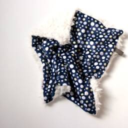 Dream Lovie. Security Blanket. Personalized Lovey. Faux Fur Navy Moons & Stars. Mini Baby Minky Shower Gift - thumbnail 2