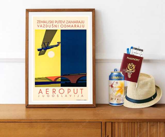 Reprint Of A Vintage 1931 Airline Travel Poster - Aeroput Jugoslavija - image 1
