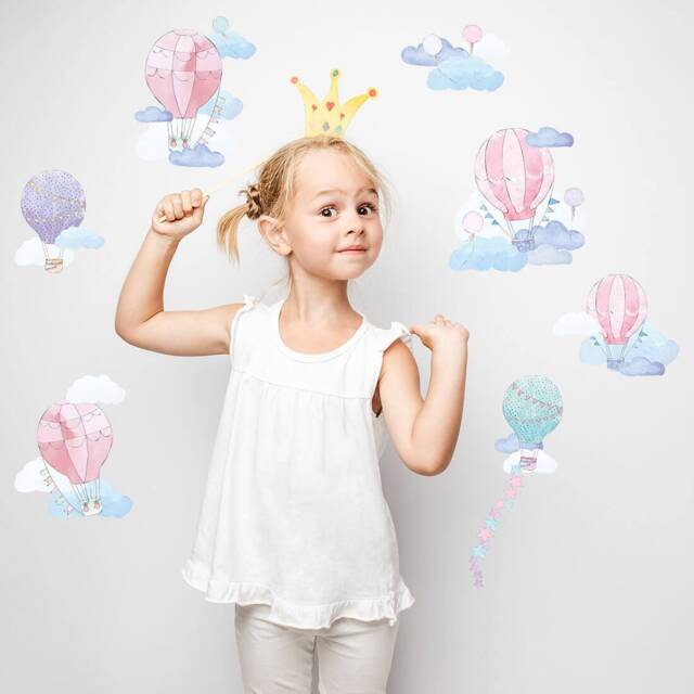 Balloons Wall Decal/Kids Decor Nursery Decals Hot Air Balloon Pink Vinyl Decal - image 1